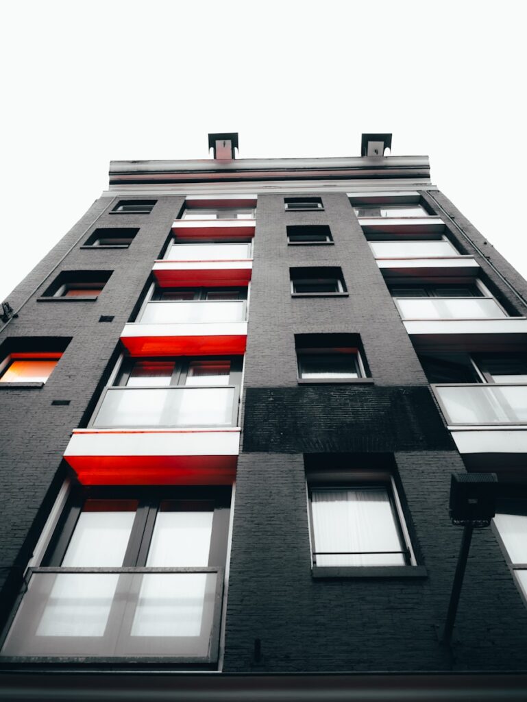 a very tall building with lots of windows